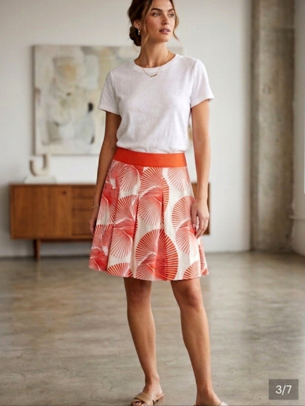 Diane Von Furstenberg Vintage Linden Sundial Wrap Skirt Orange Cotton Size 10